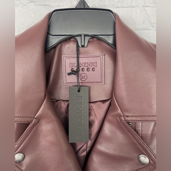 BLANKNYC Faux Leather Crop Moto Jacket. NWT. Head over heels Plum - Picture 6 of 8